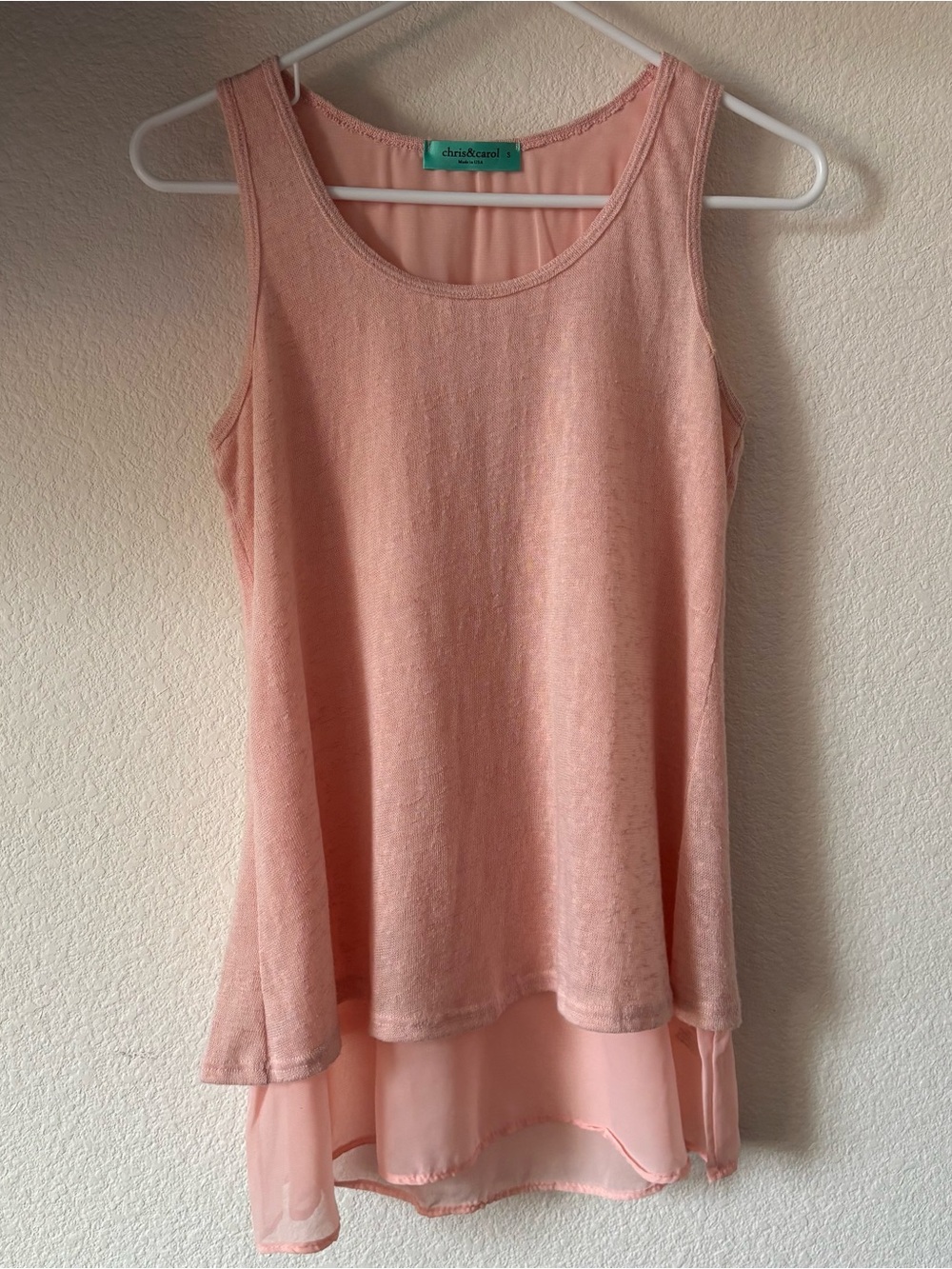 Chris & Carol Pink Layered Chiffon Hem Tank